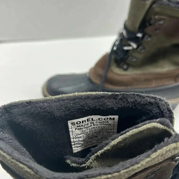 Sorel Fancy Lace II Boots Lace Up Winter Snow Boot Olive Black Womens Size 8 - Picture 9 of 12